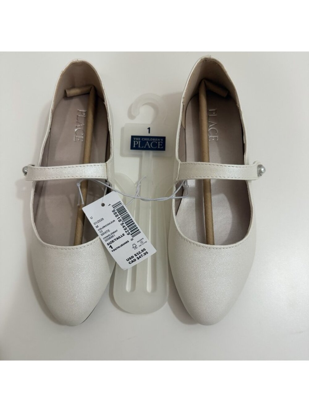 The Children’s Place Girls Glitter Ballet Flat In White Size 1